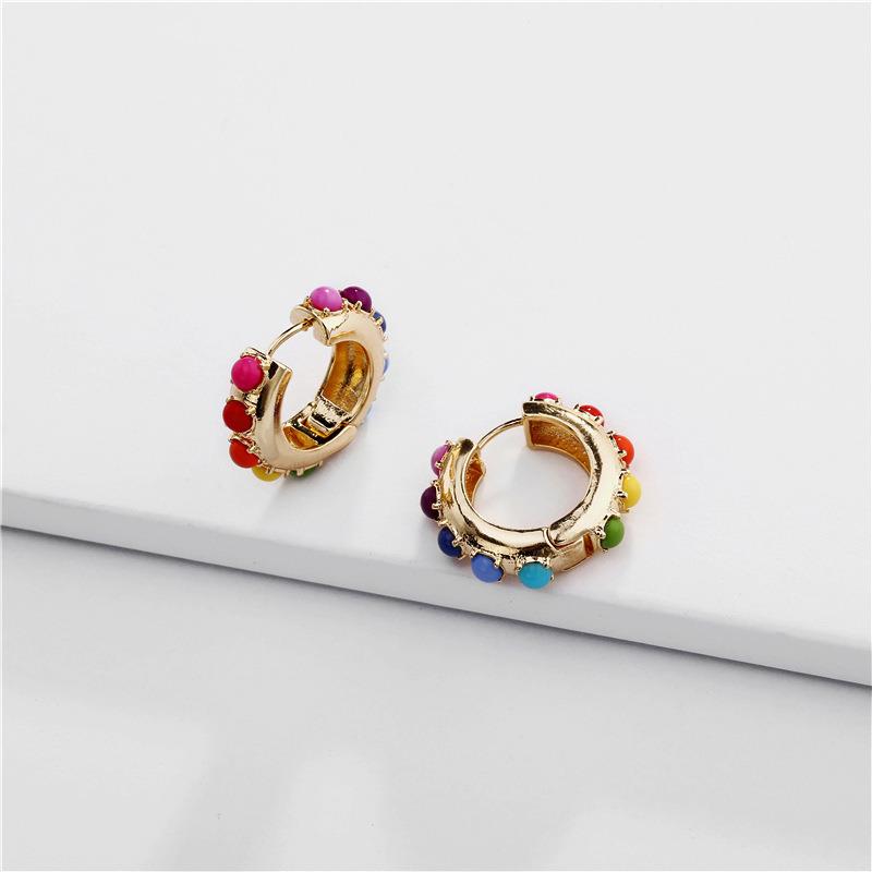 Fashion Circle Alloy Plating Resin Women's Hoop Earrings 1 Pair display picture 1