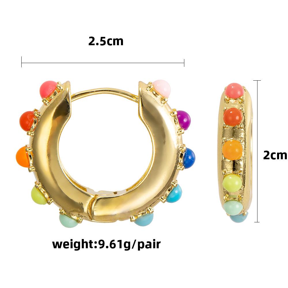 Fashion Circle Alloy Plating Resin Women's Hoop Earrings 1 Pair display picture 3