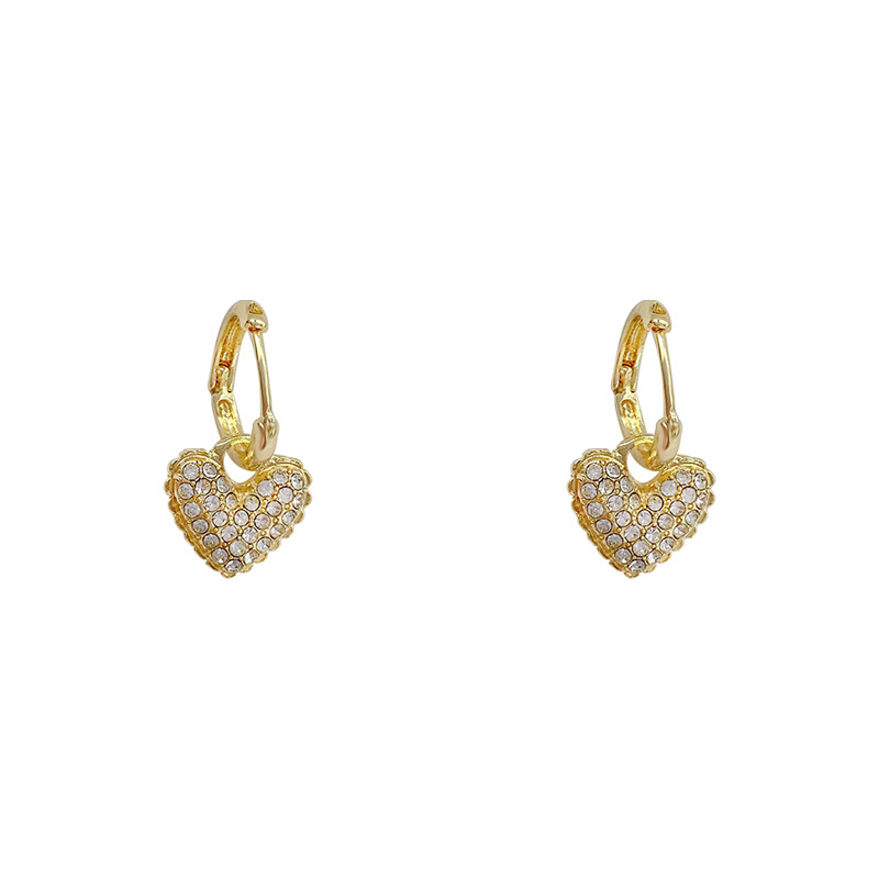 Fashion Heart Shape Alloy Plating Rhinestones Women's Earrings 1 Pair display picture 1