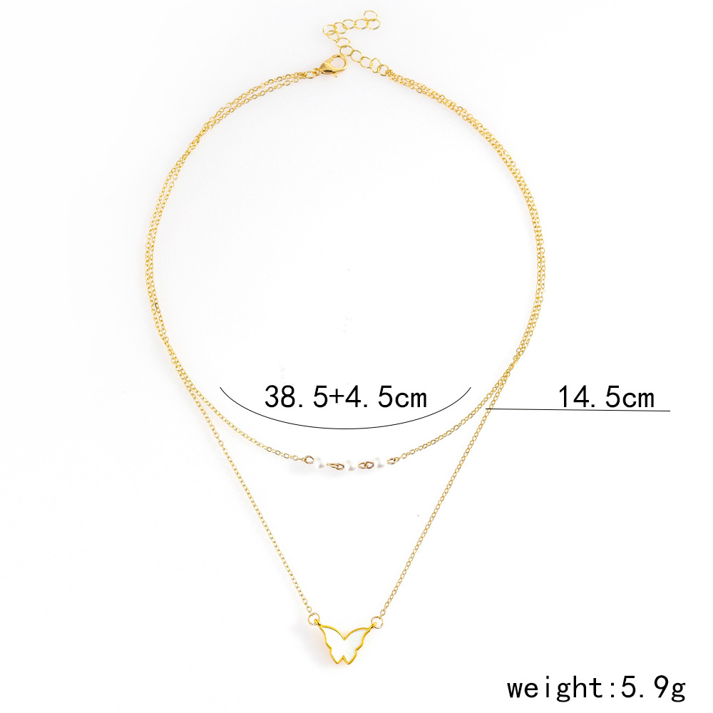 Elegant Heart Shape Butterfly Alloy Plating Artificial Pearls Women's Layered Necklaces 1 Piece display picture 3