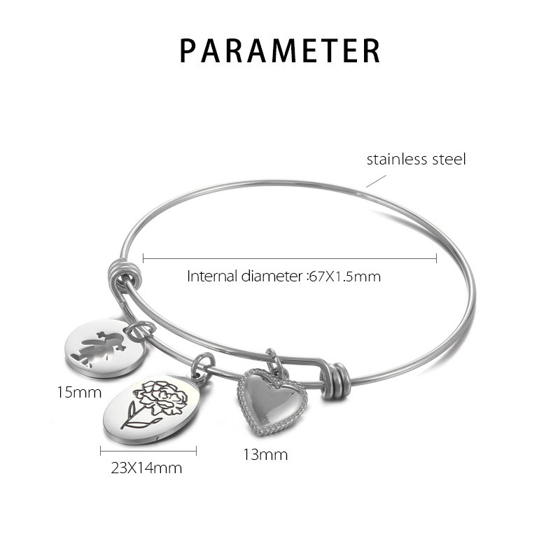 Simple Style Heart Shape Flower Titanium Steel Plating Hollow Out Bangle 1 Piece display picture 4