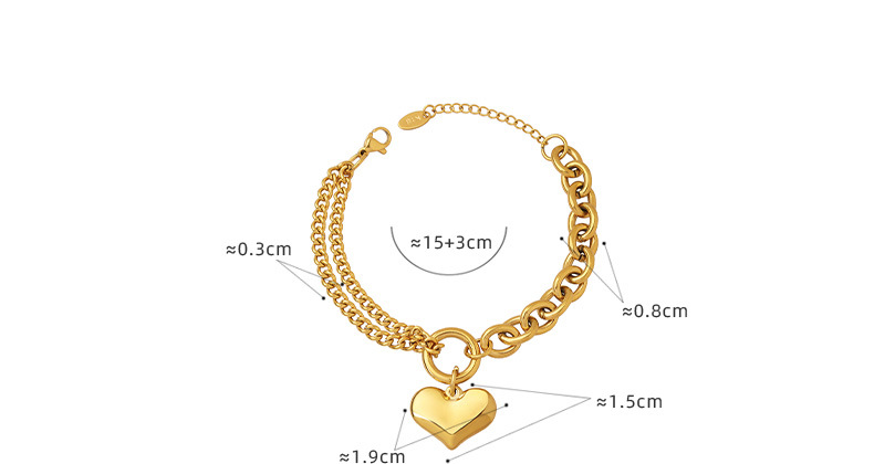 Fashion Heart Shape Titanium Steel Bracelets 1 Piece display picture 4
