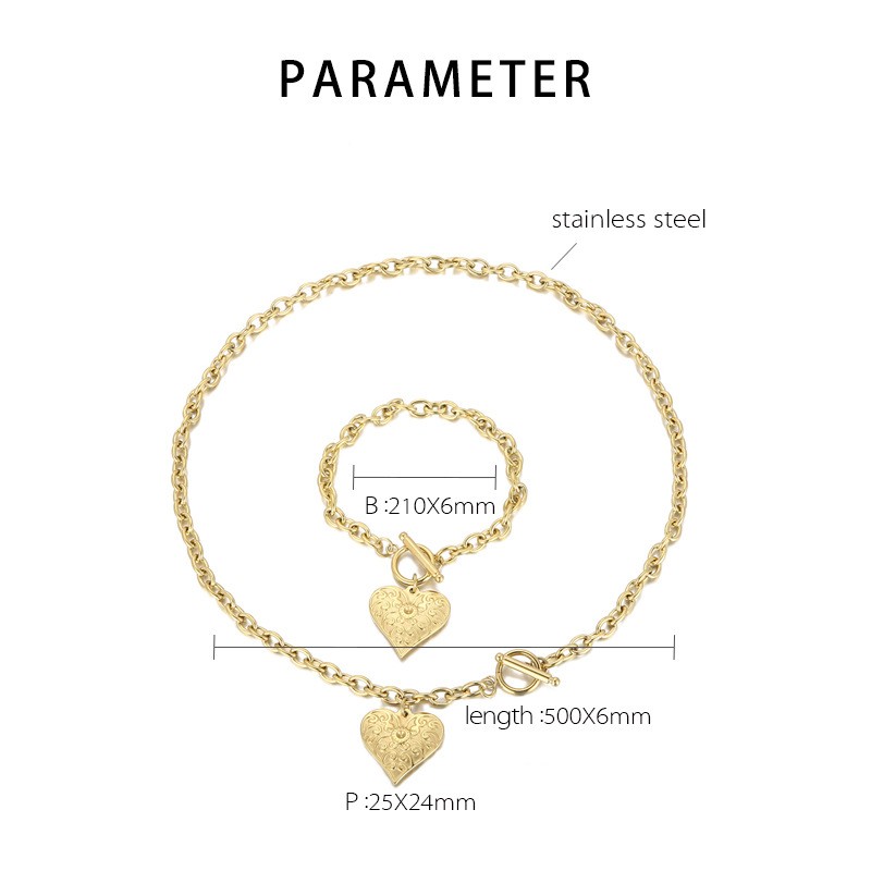 Fashion Heart Shape Titanium Steel Plating Bracelets Necklace display picture 5