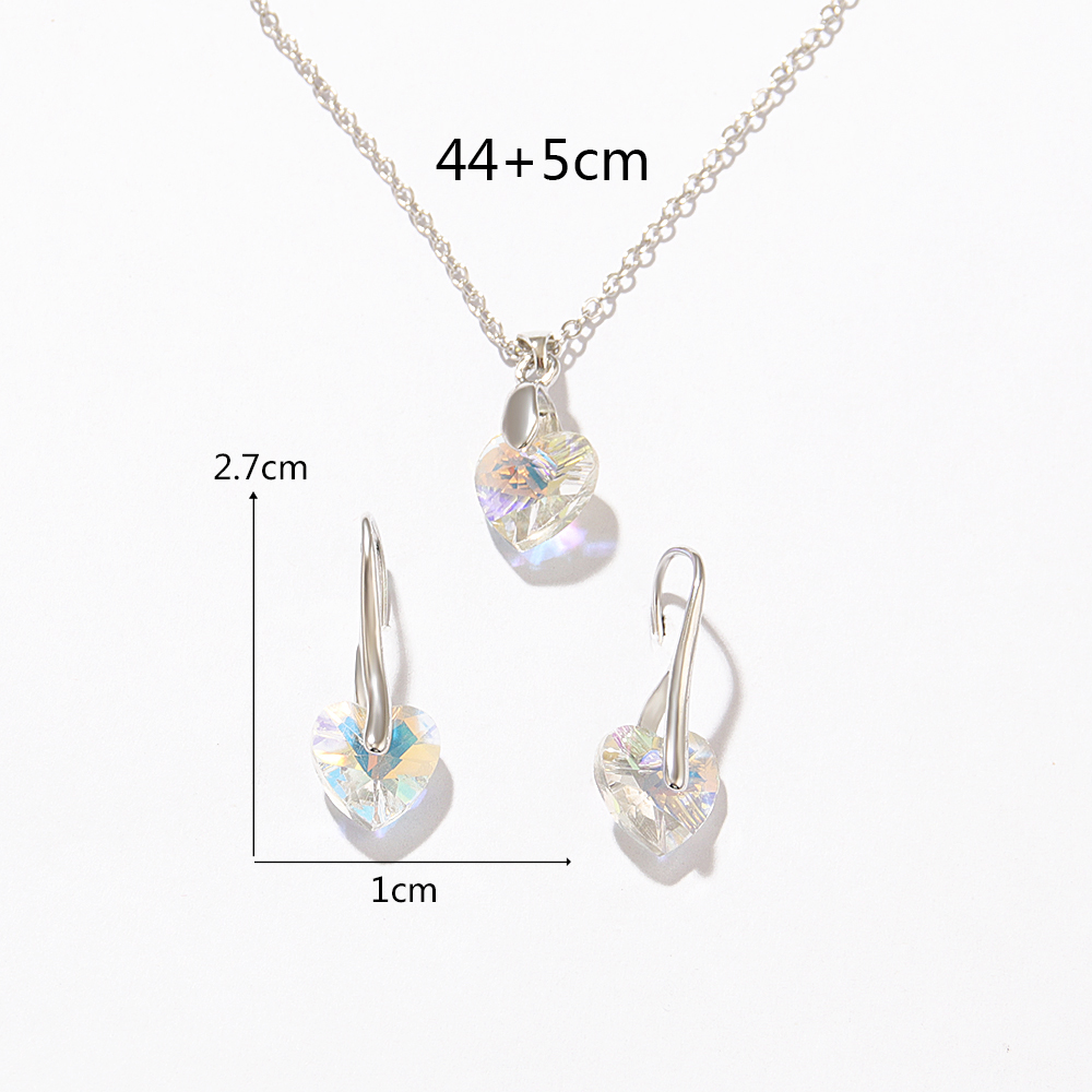 Mode Herzform Legierung Beschichtung Opal Damen Ohrringe Halskette display picture 1