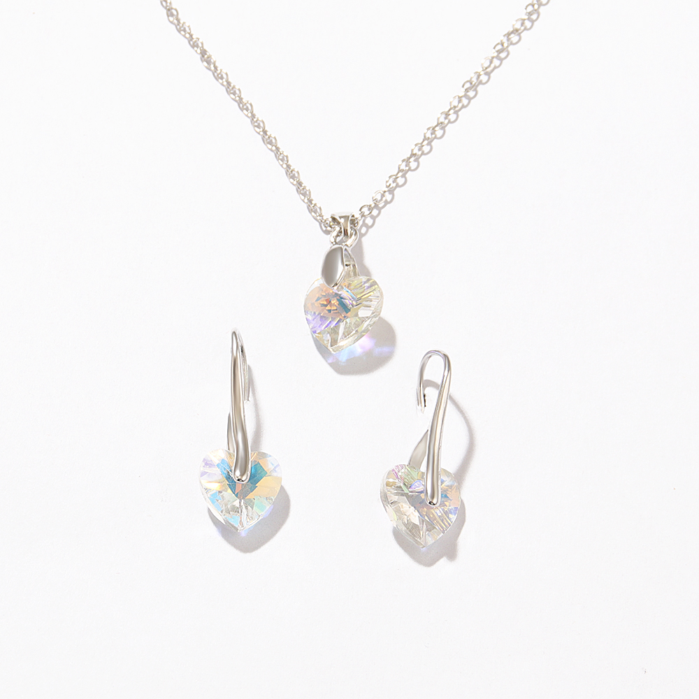 Mode Herzform Legierung Beschichtung Opal Damen Ohrringe Halskette display picture 2