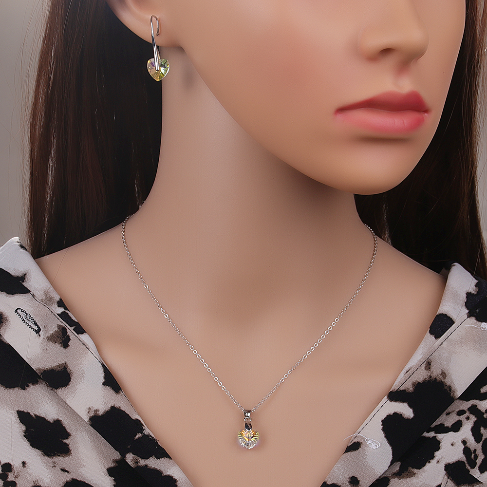 Mode Herzform Legierung Beschichtung Opal Damen Ohrringe Halskette display picture 3