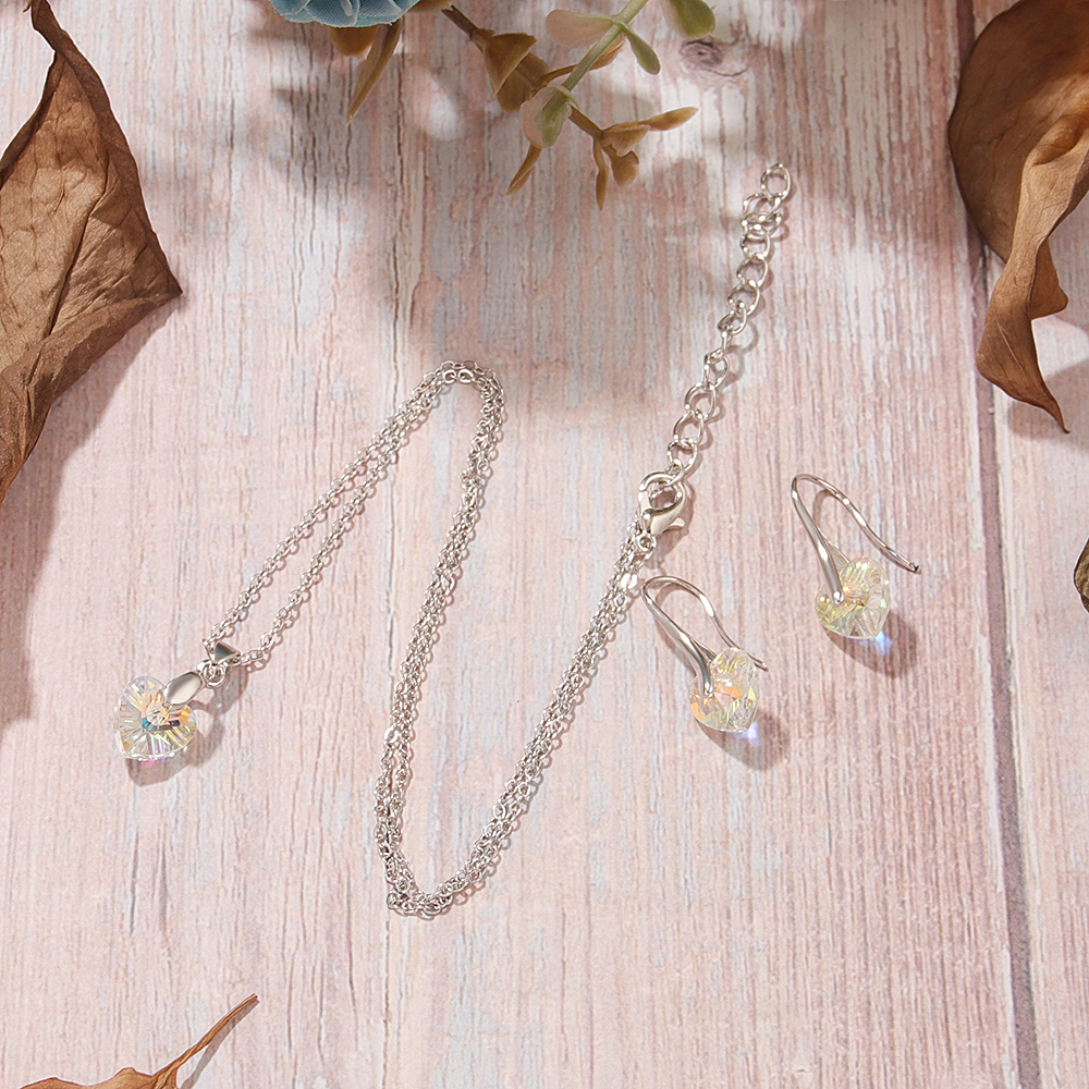 Mode Herzform Legierung Beschichtung Opal Damen Ohrringe Halskette display picture 5