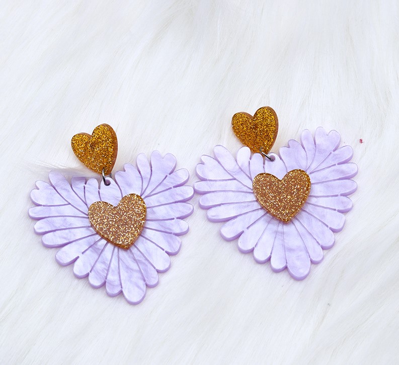 Cute Heart Shape Arylic Patchwork Women's Drop Earrings 1 Pair display picture 2