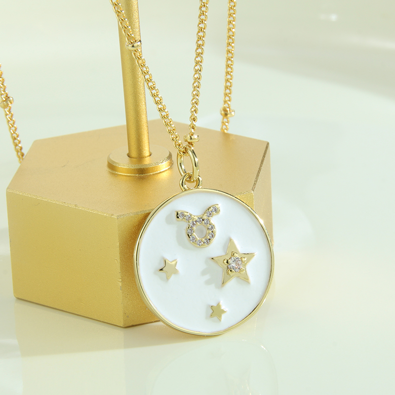 Fashion Constellation Copper Gold Plated Zircon Pendant Necklace display picture 3