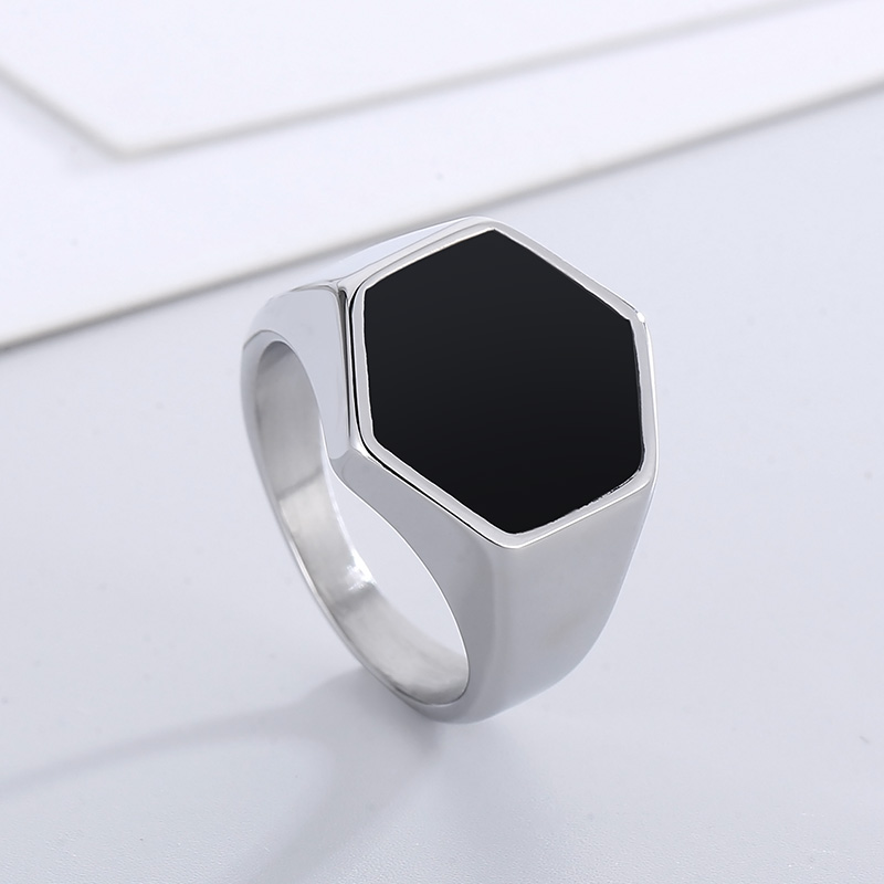 Simple Style Hexagon Solid Color Stainless Steel Polishing Unisex Rings display picture 1