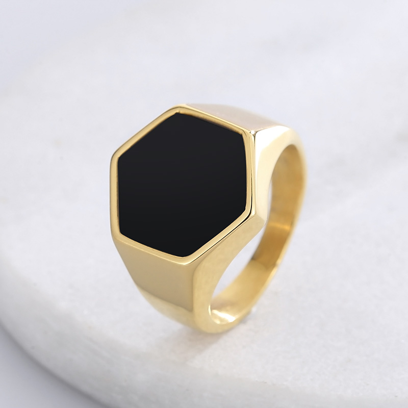 Simple Style Hexagon Solid Color Stainless Steel Polishing Unisex Rings display picture 4