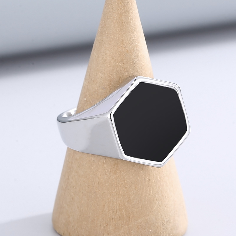 Simple Style Hexagon Solid Color Stainless Steel Polishing Unisex Rings display picture 8
