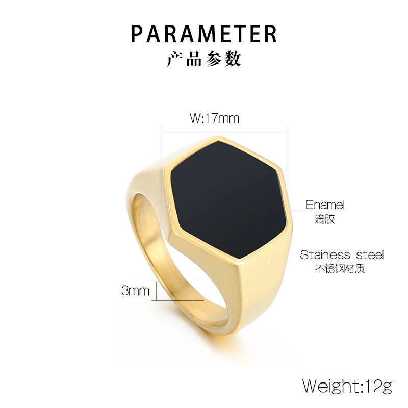 Simple Style Hexagon Solid Color Stainless Steel Polishing Unisex Rings display picture 7