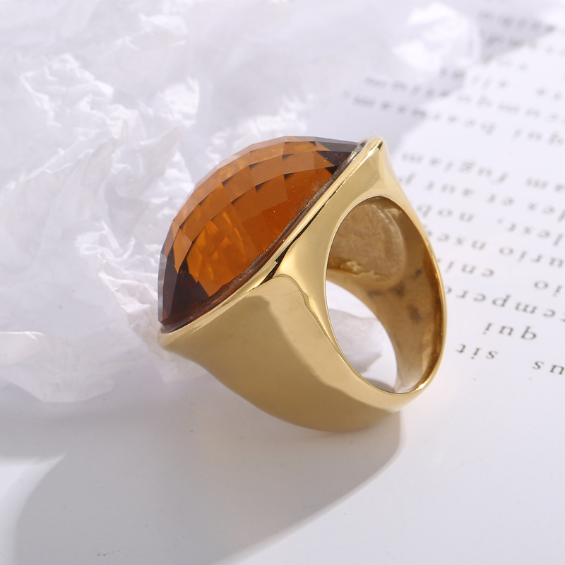Fashion Square Stainless Steel Polishing Inlay Crystal Glass Rings 1 Piece display picture 7