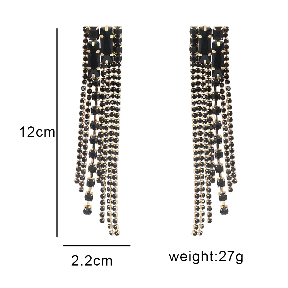 1 Pair Fashion Tassel Alloy Inlay Artificial Rhinestones Women's Drop Earrings display picture 1