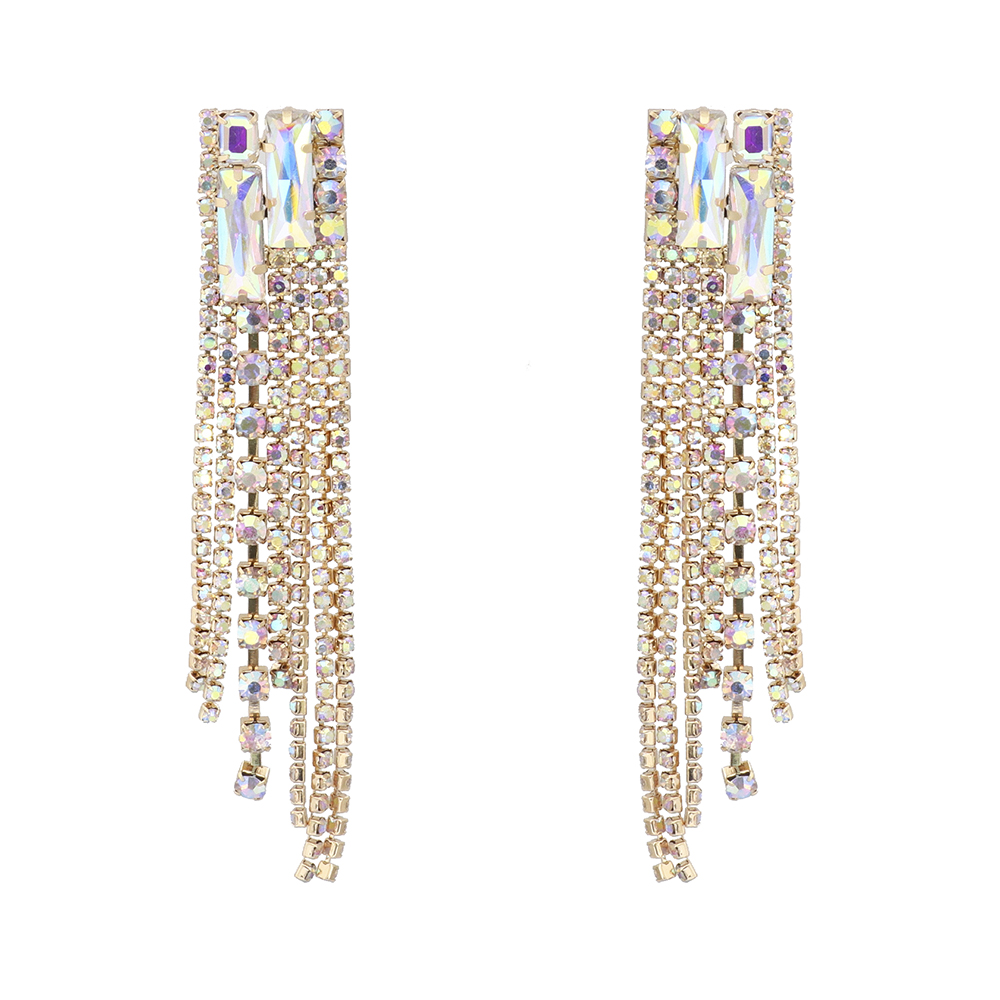 1 Pair Fashion Tassel Alloy Inlay Artificial Rhinestones Women's Drop Earrings display picture 2