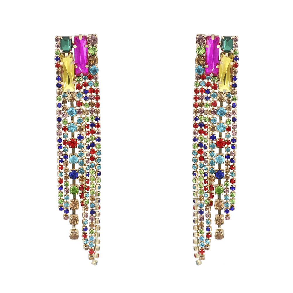 1 Pair Fashion Tassel Alloy Inlay Artificial Rhinestones Women's Drop Earrings display picture 5