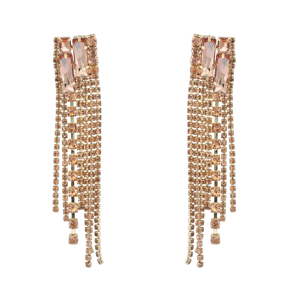 1 Pair Fashion Tassel Alloy Inlay Artificial Rhinestones Women's Drop Earrings display picture 6