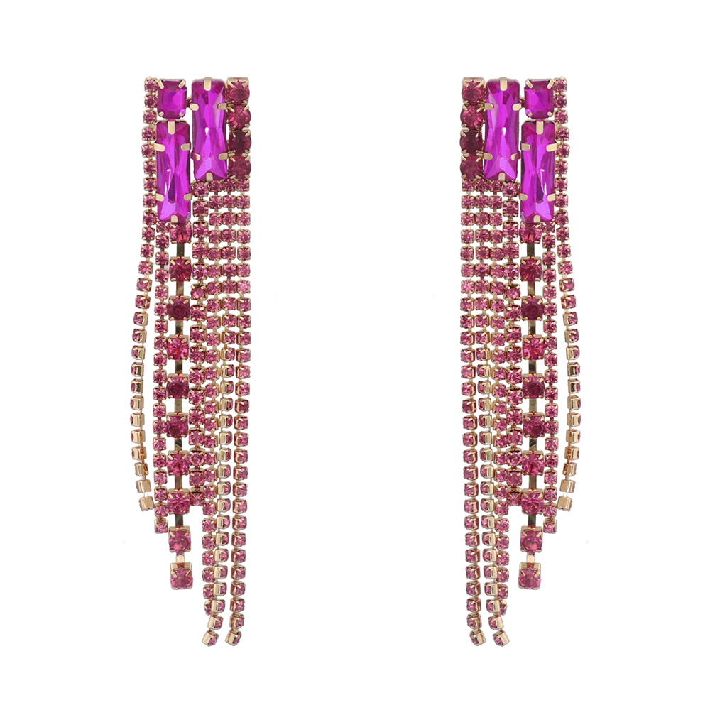 1 Pair Fashion Tassel Alloy Inlay Artificial Rhinestones Women's Drop Earrings display picture 8