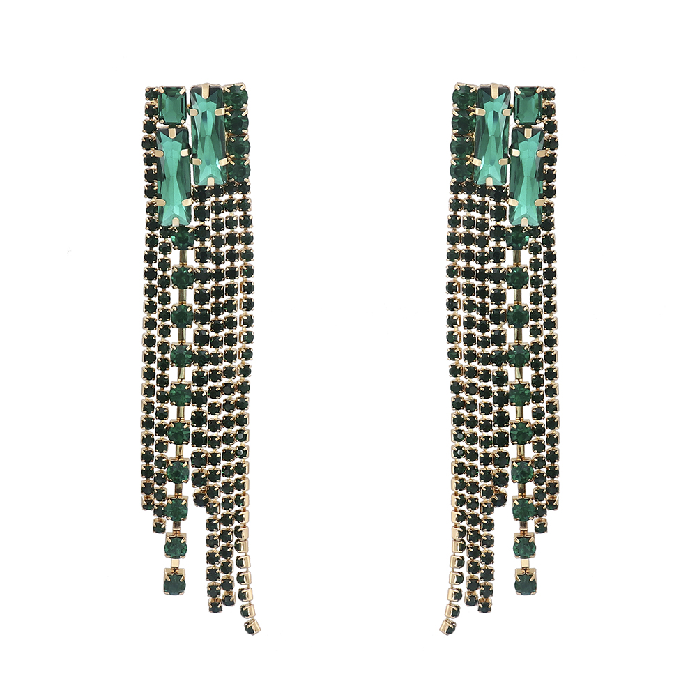 1 Pair Fashion Tassel Alloy Inlay Artificial Rhinestones Women's Drop Earrings display picture 7