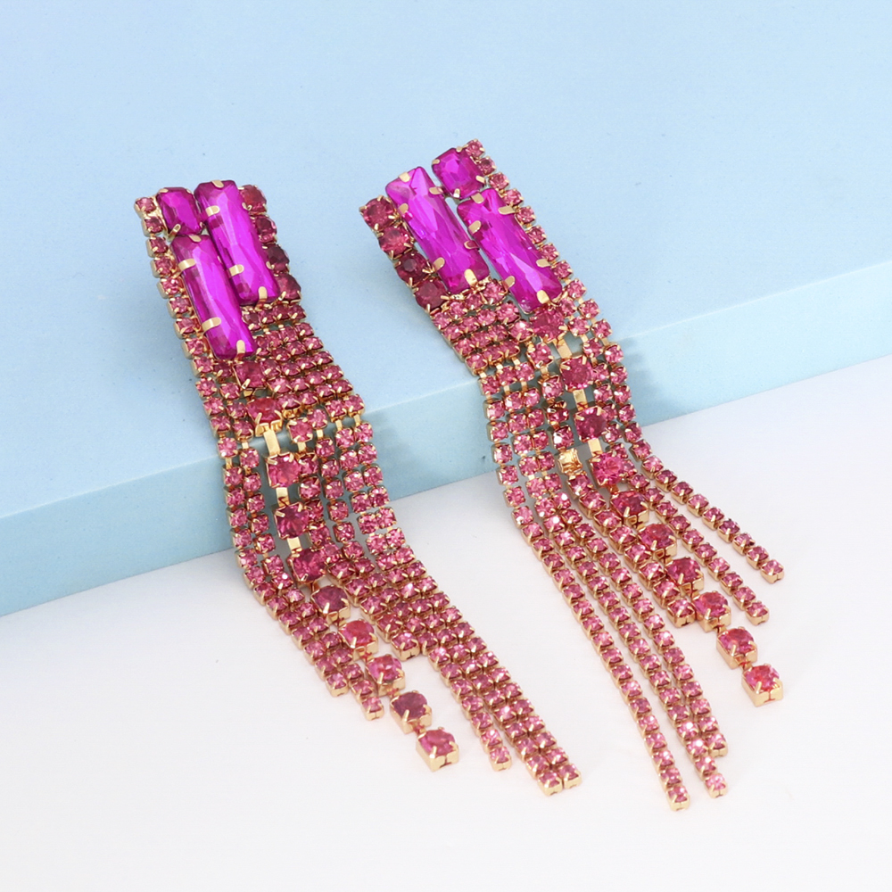1 Pair Fashion Tassel Alloy Inlay Artificial Rhinestones Women's Drop Earrings display picture 13