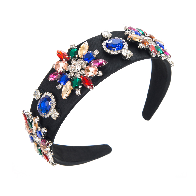 Vintage Style Baroque Style Flower Cloth Inlay Rhinestones Glass Hair Band display picture 10