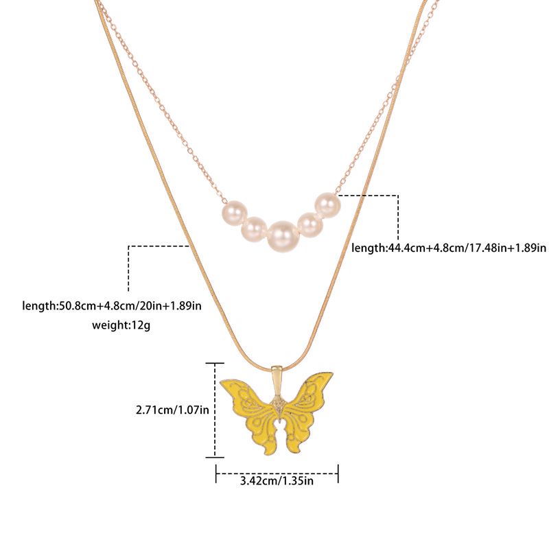 1 Piece Fashion Butterfly Alloy Pearl Women's Layered Necklaces display picture 1
