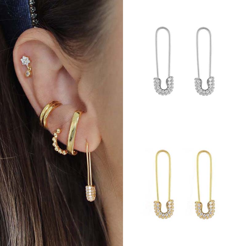 Ins Style Paper Clip Copper Inlay Zircon Earrings 1 Pair display picture 3