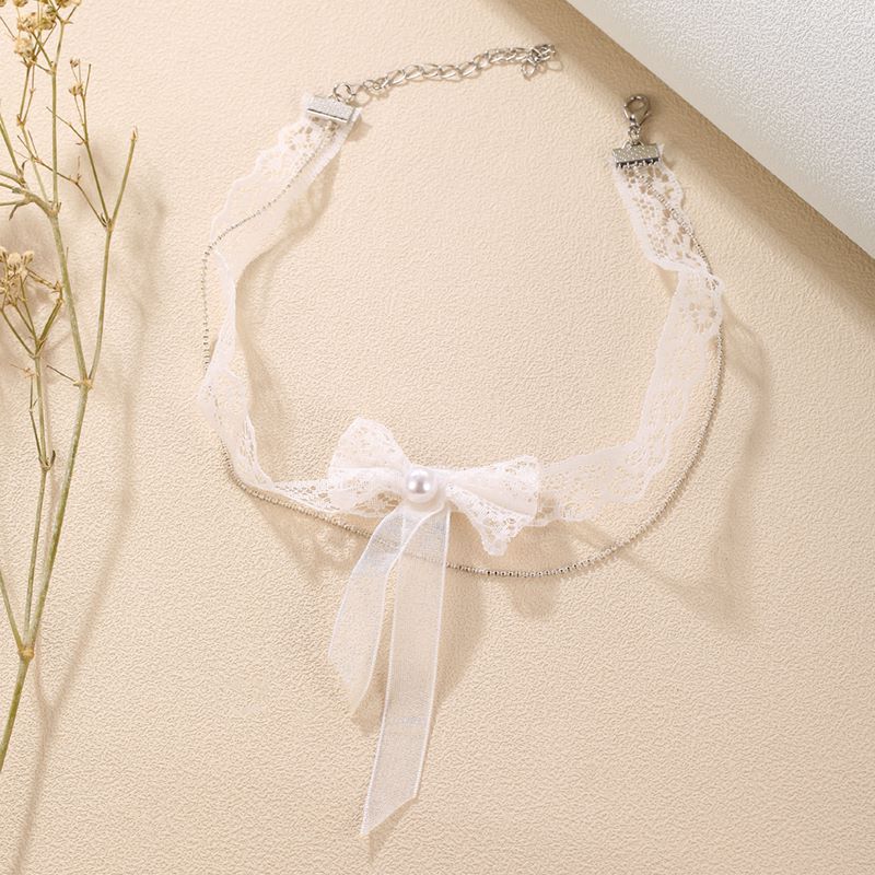 1 Piece Fashion Lace Cloth Handmade Artificial Pearls Women's Necklace display picture 4