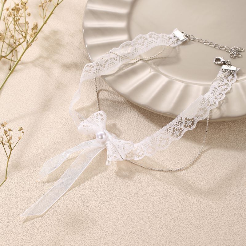 1 Piece Fashion Lace Cloth Handmade Artificial Pearls Women's Necklace display picture 3