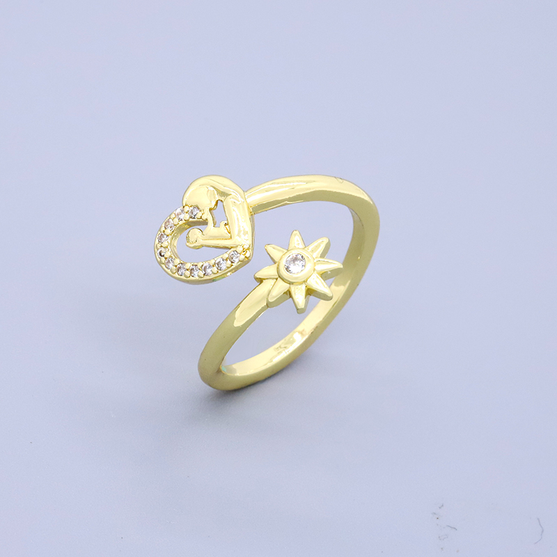 Fashion Heart Shape Butterfly Horse Copper Plating Zircon Open Ring display picture 7