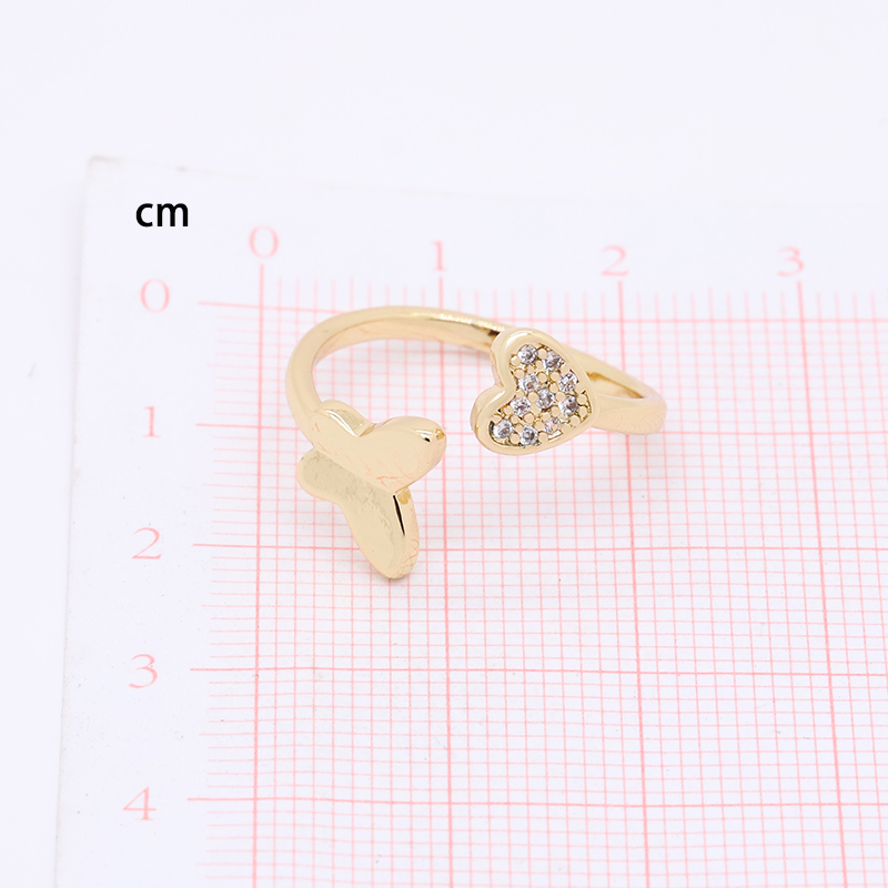 Fashion Heart Shape Butterfly Horse Copper Plating Zircon Open Ring display picture 1