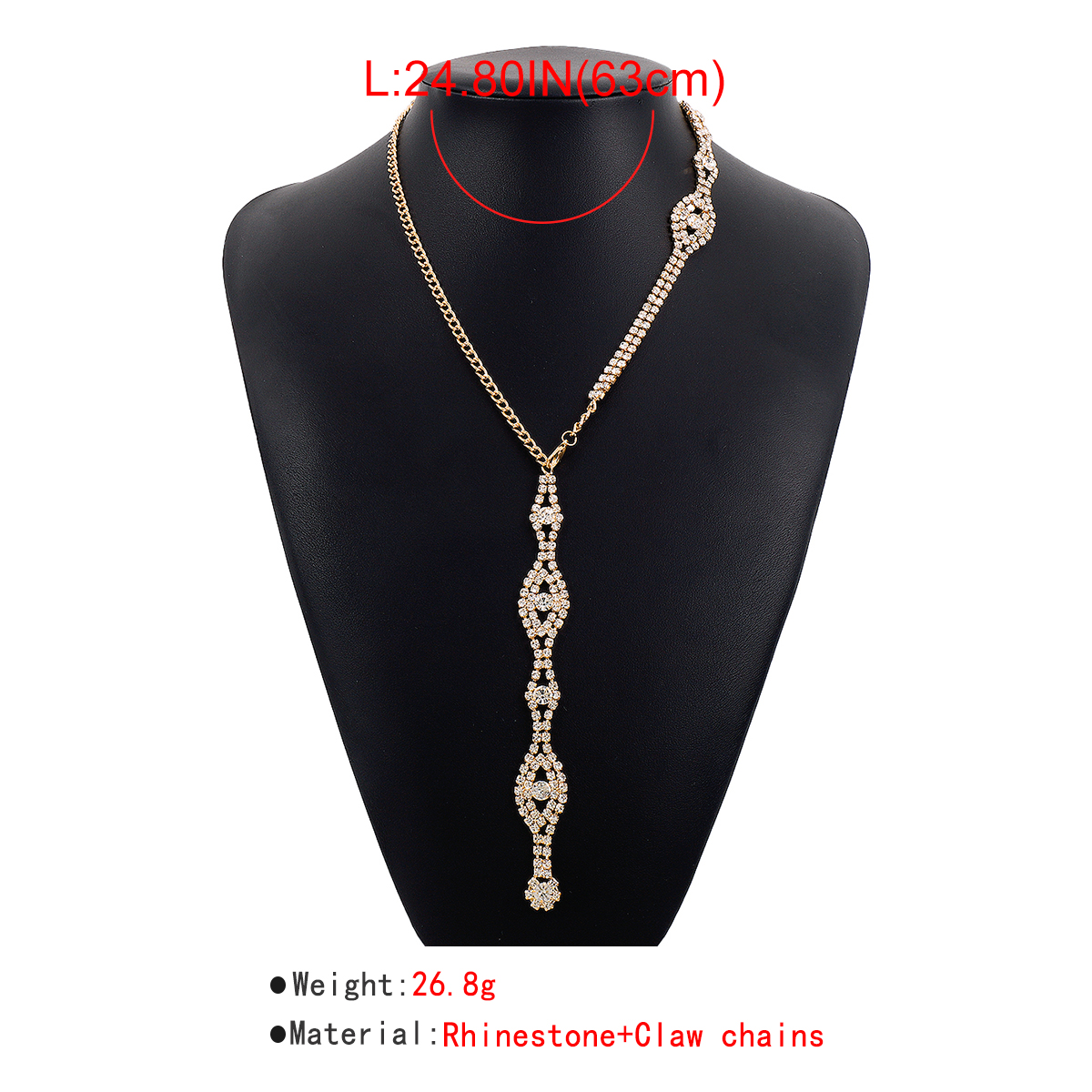 1 Piece Fashion Geometric Claw Chain Inlay Rhinestones Women's Necklace display picture 11