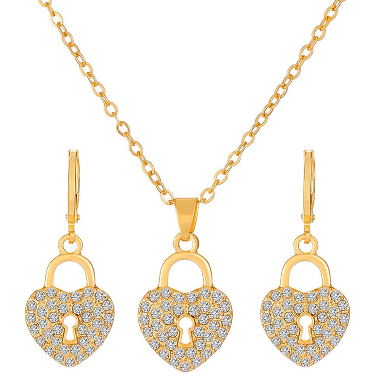 Fashion Heart Shape Butterfly Copper Gold Plated Silver Plated Inlay Zircon Necklace 1 Set display picture 12