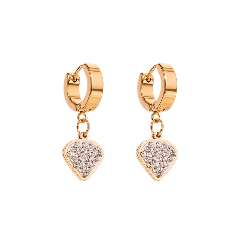 Fashion U Shape Heart Shape Titanium Steel Plating Diamond Rhinestones Hoop Earrings Drop Earrings 1 Pair display picture 9