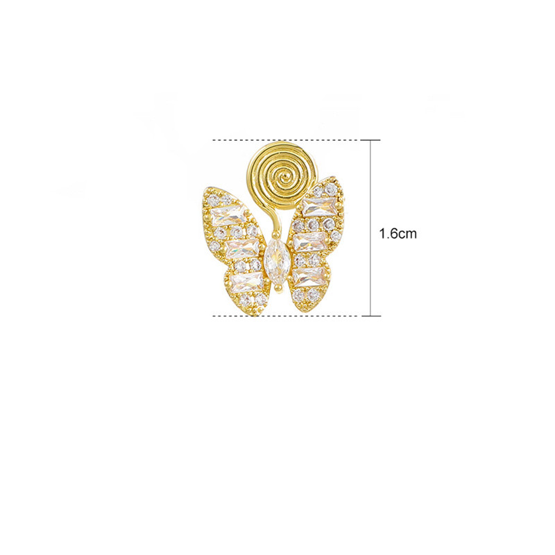 Moda Alas Mariposa Cobre Enchapado Diamante Artificial Circón Pinzas Para Las Orejas 1 Pieza display picture 6