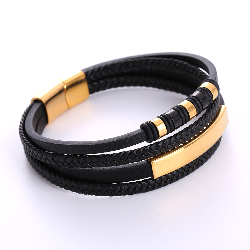 1 Piece Retro Stainless Steel Plating 18k Gold Plated Men's Bracelets display picture 4