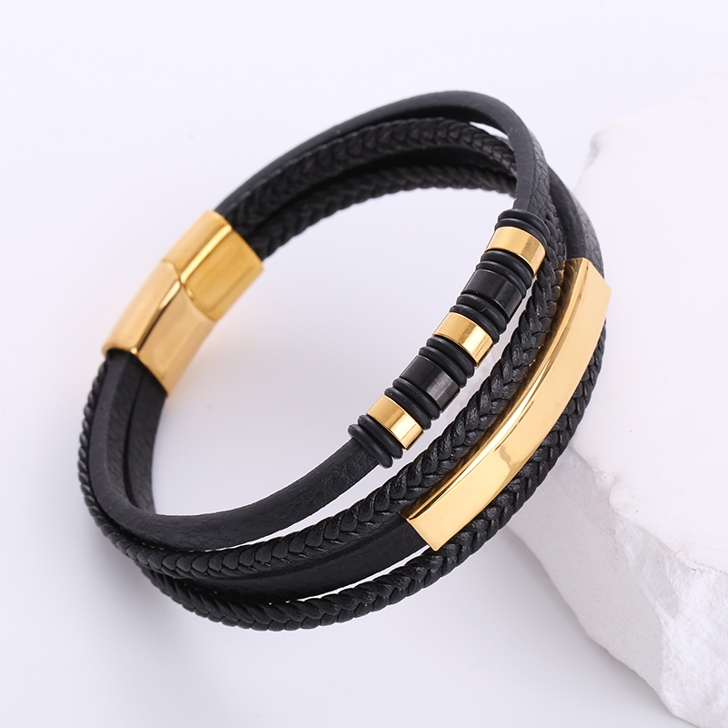 1 Piece Retro Stainless Steel Plating 18k Gold Plated Men's Bracelets display picture 5