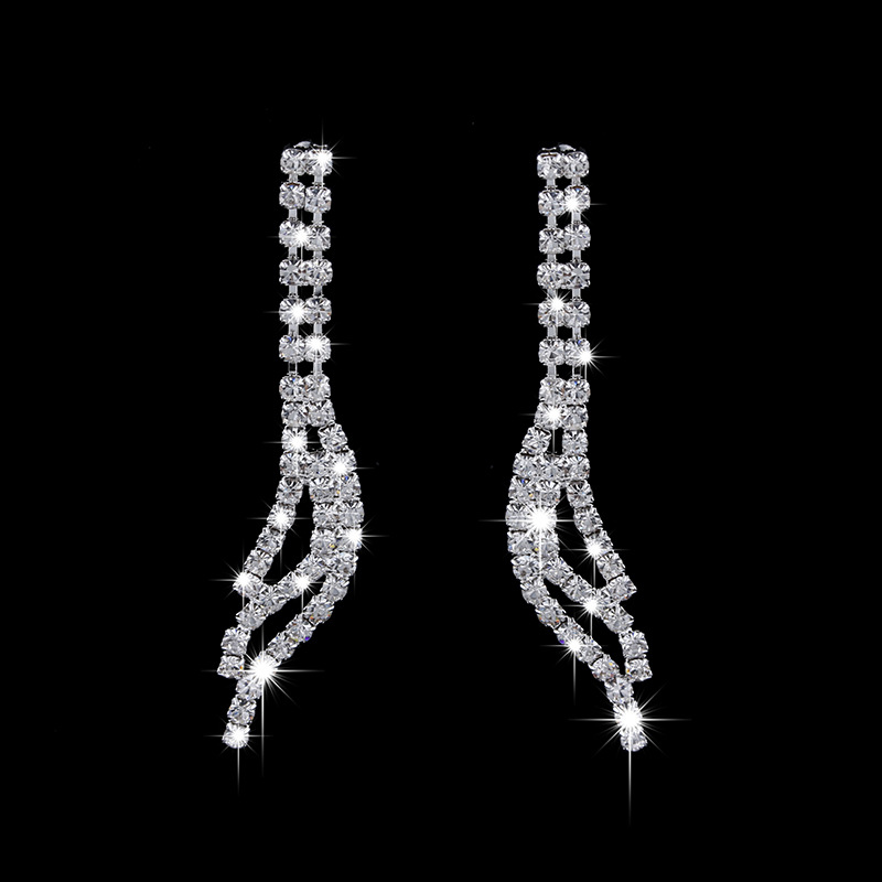 Moda Borla Diamante De Imitación Diamante Plateado Aretes Collar display picture 5