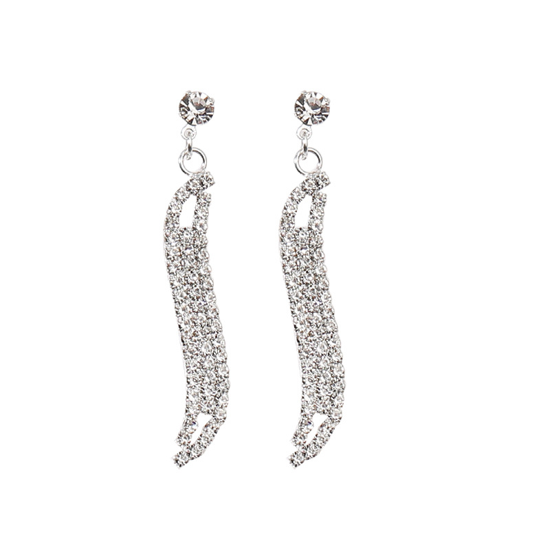 Mode Couleur Unie Strass Diamant Des Boucles D'oreilles Collier display picture 3