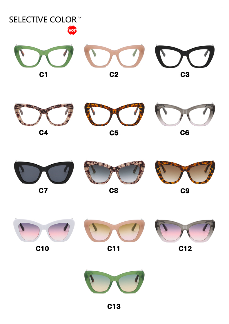 Cat Eye Color Matching Plain Glasses 2023 New Ins Internet Celebrity Same Glasses Rim Cross-border European And American Anti-blue Light Glasses Frame display picture 5