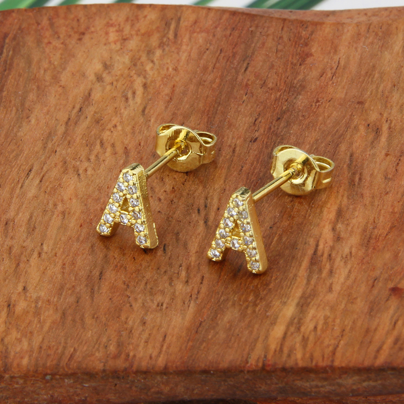 Fashion Letter Copper Inlay Zircon Ear Studs 1 Pair display picture 2