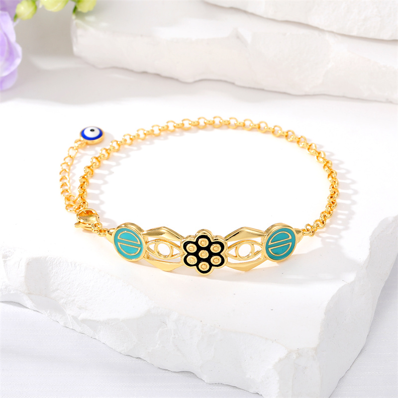 Mode Teufels Auge Blume Schmetterling Kupfer Emaille Armbänder display picture 6