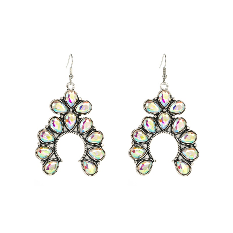 1 Pair Vintage Style Water Droplets Alloy Plating Inlay Glass Women's Drop Earrings display picture 5
