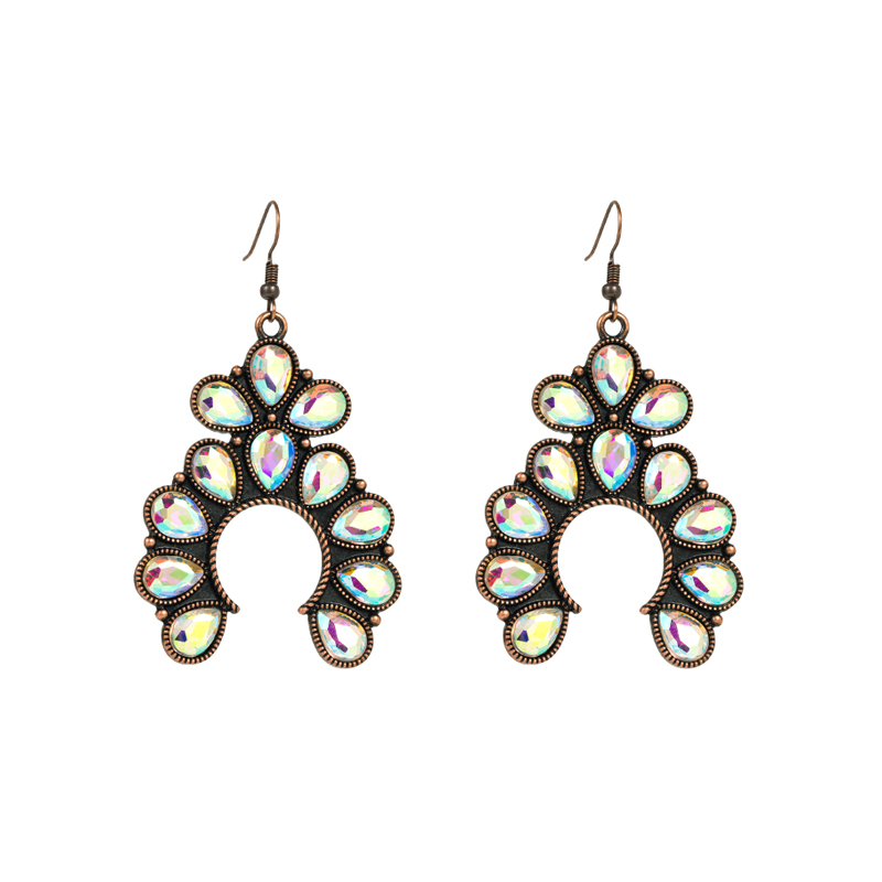 1 Pair Vintage Style Water Droplets Alloy Plating Inlay Glass Women's Drop Earrings display picture 6