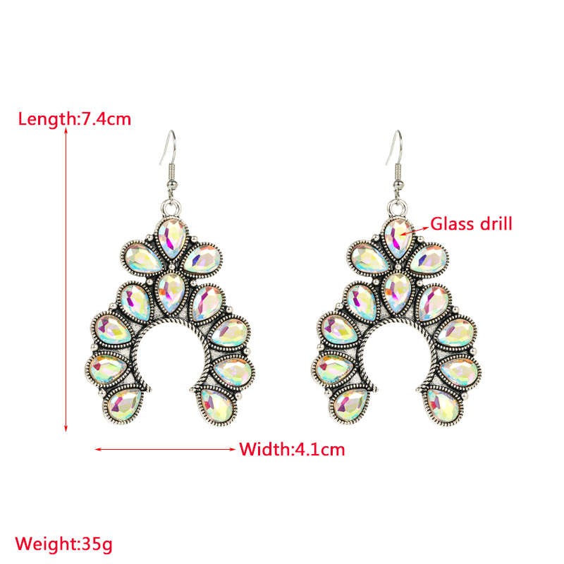 1 Pair Vintage Style Water Droplets Alloy Plating Inlay Glass Women's Drop Earrings display picture 1