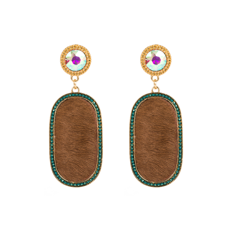 1 Pair Retro Oval Leopard Alloy Plating Inlay Beads Gold Plated Women's Drop Earrings display picture 5