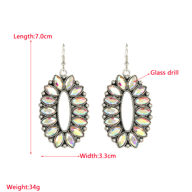 1 Pair Elegant Oval Plating Inlay Alloy Glass Drill Silver Plated Ear Hook display picture 1