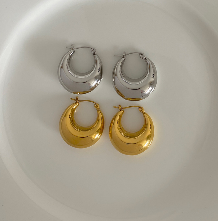 Fashion Round Titanium Steel Hoop Earrings 1 Pair display picture 2