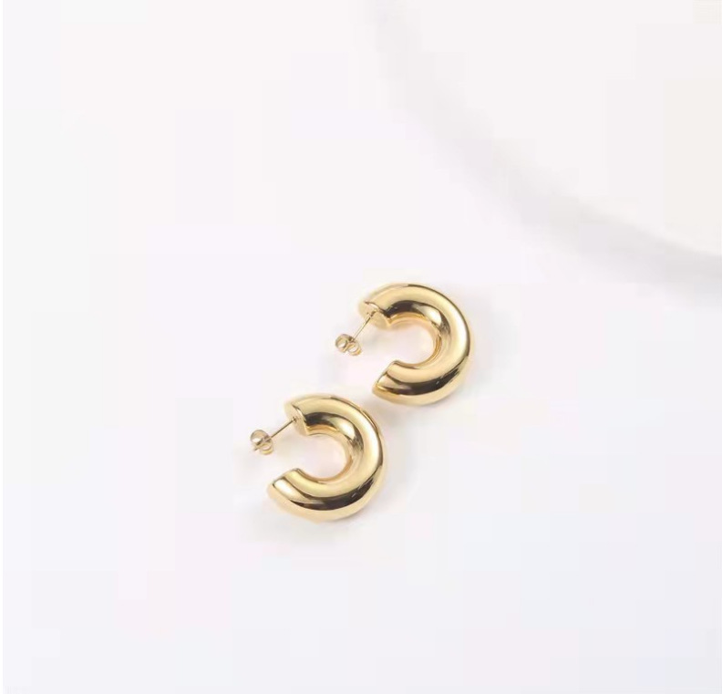 1 Pair Fashion C Shape Titanium Steel Gold Plated Ear Studs display picture 4